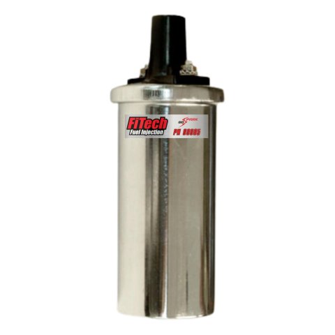 FiTech Go-Spark Ignition Coils 99905 Coil, Go-Spark, Round, Oil Filled, Chrome, 45,000 V, Each