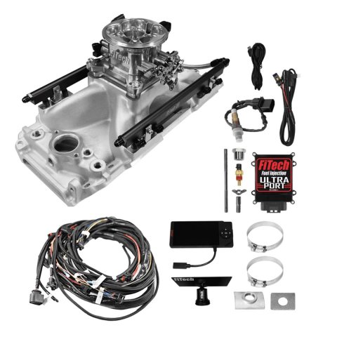 FiTech Ultra Port EFI BBC Systems 30-11-610 Fuel Injection Systems, EFI, Intake Manifold, Uni Brilliant Throttle Body, ECM, Gasoline, E85, 750 HP, Chevy, Big Block, Oval Port, Kit