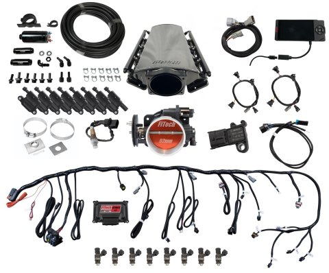 FiTech Ultimate LS EFI 500 HP Fuel Injection Systems 79112 System, LS, HP, Multi-port, Rectangular Port Heads, Force Fuel, In-Line Pump, LED Coil Packs, Trans Controller, Kit