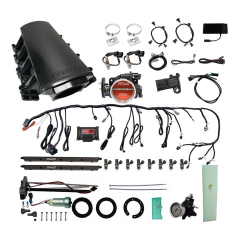 FiTech Ultimate LS EFI 500 HP Fuel Injection Systems with Go In-Tank Module 76116 System With Short LS7 Port Intake, Transmission Control, In Tank 440 LPH Pump & Regulator Master Kit