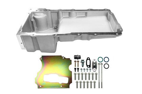 FiTech Plus LS Swap Oil Pans 130001 Pan, Engine Swap, Standard Profile, Cast Aluminum, Satin, 6.00 Quart Capacity, 4.25 in. Stroke Clearance, Chevy, LS, V8, Each