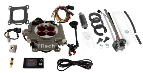 FiTech Go Street 400 HP Self-Tuning Fuel Injection Systems with In-Tank Modules 36203 System, Street, Throttle Body, Pump Module, Wiring Harness, Hardware, Cast Style Finish, Kit