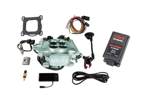 FiTech Go EFI 4 600 HP Fuel Injection Systems with Spark CDI Box 93006 Systems, Power Adder Bright Aluminum System With