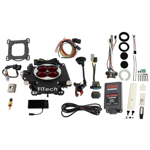 FiTech Go EFI 4 PA 600 HP System/Go Spark Fuel Injection Master Kits 96504 Power Adder Matte Black System With Kit