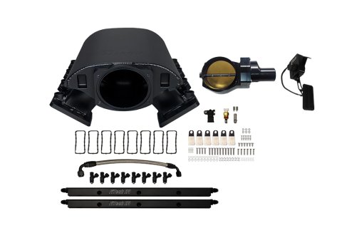 FiTech Ultimate Rebel LS 1000 HP EFI Loaded Intake Manifold Kits 70070 Manifolds, Loaded, Short Cathedral, Aluminum, Black Anodized, Throttle Body, Injectors, Sensors, Chevy, Kit
