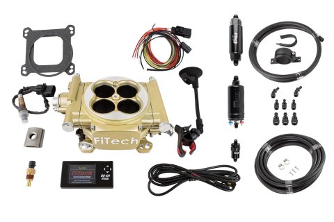 FiTech Easy Street 600 HP EFI System Fuel Injection Master Kits 31005 System, Street, Gold Throttle Body, Self Tuning, Up to 600HP, Inline Pump, Kit