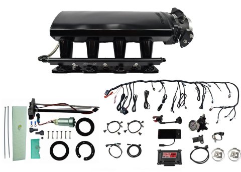 FiTech Ultimate LS EFI 500 HP Fuel Injection Systems with Go In-Tank Module 76106 Systems, System With Long Runner Cathedral Intake, In Tank 440 LPH Pump & Regulator Master Kit