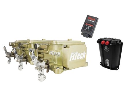 FiTech Go EFI 3x2 Tri-Power 600 HP Force Fuel/Go-Spark Fuel Injection Master Kits 93550 Systems, Tri Power 800 Classic Gold System With Mini Delivery Kit & Spark CDI Box