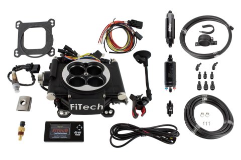 FiTech Go EFI 4 600 HP Self-Tuning Fuel Injection Systems 31002 System, Self-Tuning, Throttle Body, Black Powdercoated, Injectors, ECM, Kit