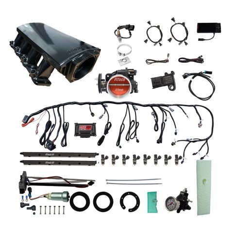 FiTech Ultimate LS EFI 500 HP Fuel Injection Systems with Go In-Tank Module 76111 System With Short LS3 Port Intake, In Tank 440 LPH Pump & Regulator Master Kit Master Kit