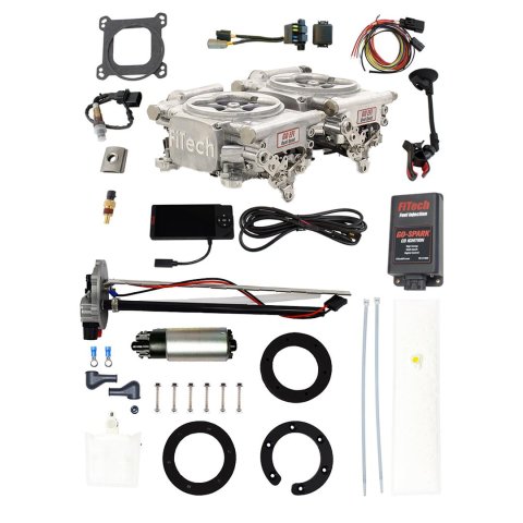 FiTech Go EFI 2x4 625 HP System/Go Spark Fuel Injection Master Kits 96461 Bright Aluminum System With Kit