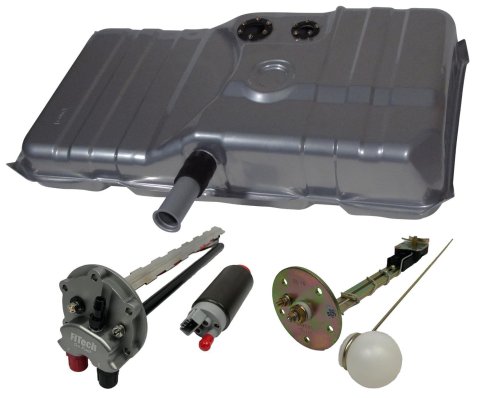 FiTech Go EFI Fuel Tank Kits for 1975-1977 CAMARO, 1975-1978 FIREBIRD - 58019 Tank, 21 Gallon, Steel, Silver Powdercoated, Chevrolet, Pontiac, Kit
