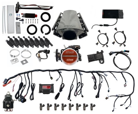 FiTech Ultimate LS EFI 750 HP Fuel Injection Systems 78613 Injection, LS, Master Kit 70013 w/ 50015 In-Tank Module, 54001 regulator, w/ coil pack set