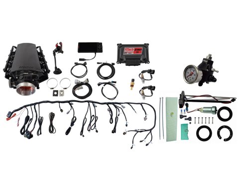 FiTech Ultimate LS EFI 500 HP Fuel Injection Systems with Go In-Tank Module 76101 Systems, System With Short Cathedral Intake, In Tank 440 LPH Pump & Regulator Master Kit