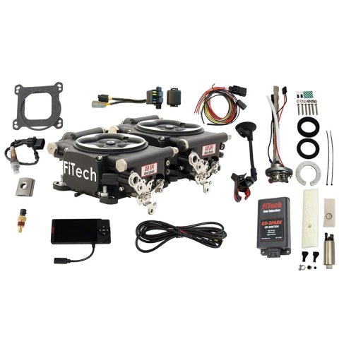 FiTech Go EFI 2x4 625 HP System/Go Spark Fuel Injection Master Kits 96262 Matte Black System With 340 LPH In-Tank & CDI Box Kit
