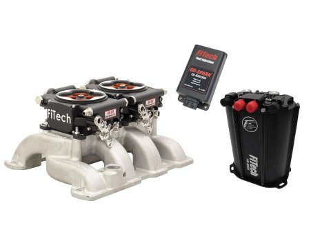 FiTech Go EFI 2x4 PA 1200 HP System Force Fuel Injection Master Kits 93544 Systems, Matte Black With Dual Pump Delivery Kit & Spark CDI Box