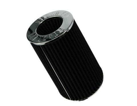 FiTech Cone Style Air Filters 41001 Filter Elements, 4.00 in. Flange, 9.00 in. Length, Dry, Chrome End Cap, LS 92mm Throttle Body, Black, Synthetic, Each