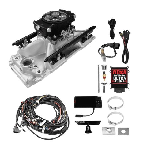 FiTech Ultra Port EFI BBC Systems 30-11-415 Fuel Injection Systems, EFI, Intake Manifold, Black Throttle Body, ECM, Gasoline, E85, 1000 HP, Chevy, Big Block, Oval Port, Kit