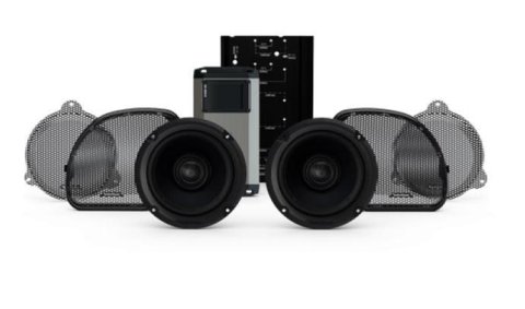 Rockford Fosgate Harley-Davidson® M5 Stage 2 Speaker and Amplifier Kits HD14-STG2 Speakers, Kit, Fairing Mounting, Two Speakers, Black Plastic Mesh, Kit