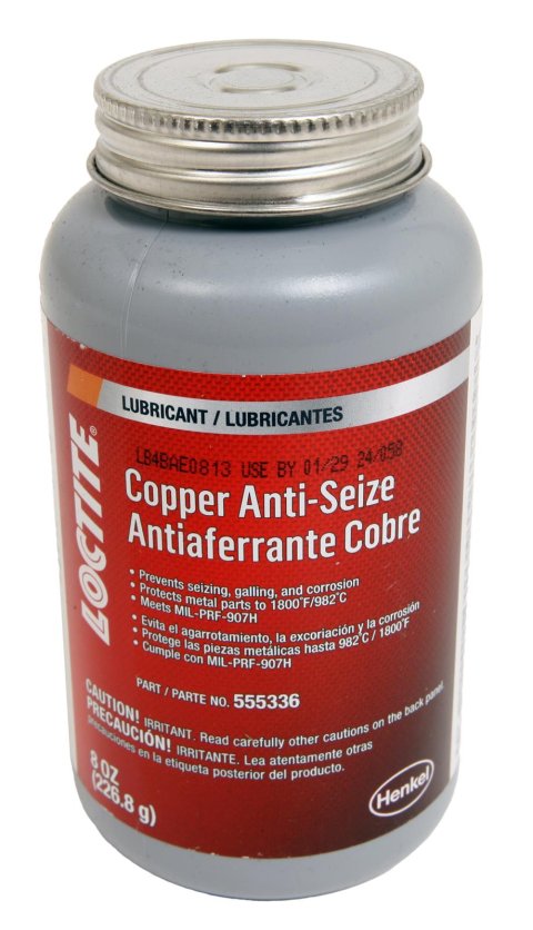 Loctite Copper Anti-Seize 555336 Lubricant, Copper, 1,800 degrees F Range, Brush-Top Bottle, 8 oz., Each