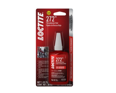 Loctite Threadlocker 272 High Temperature 492143 Thread Locking Compound, Temperature, Red, 36.00 ml Volume, Each