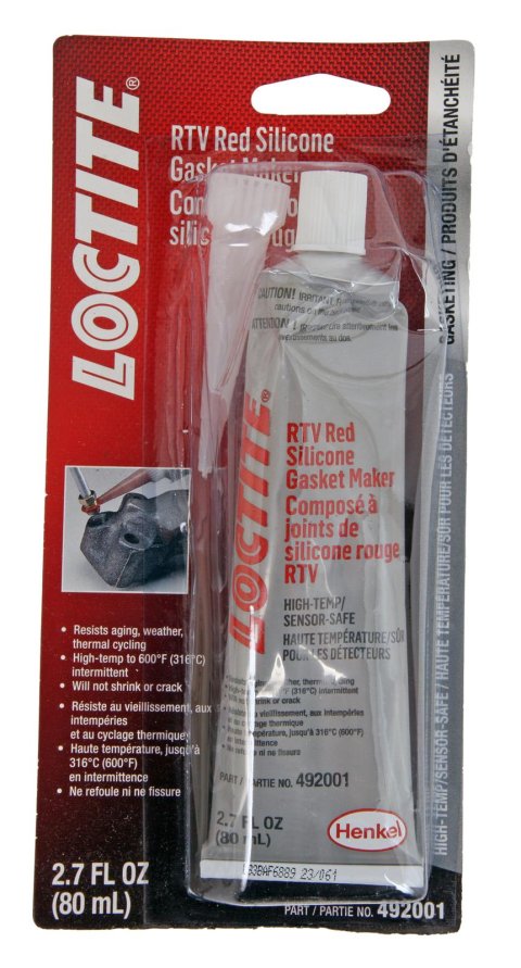 Loctite RTV Red Silicone Gasket Maker 492001 Sealant, RTV, Hi-Temp, Silicone, Red, Squeeze Tube, 80 ml, Each