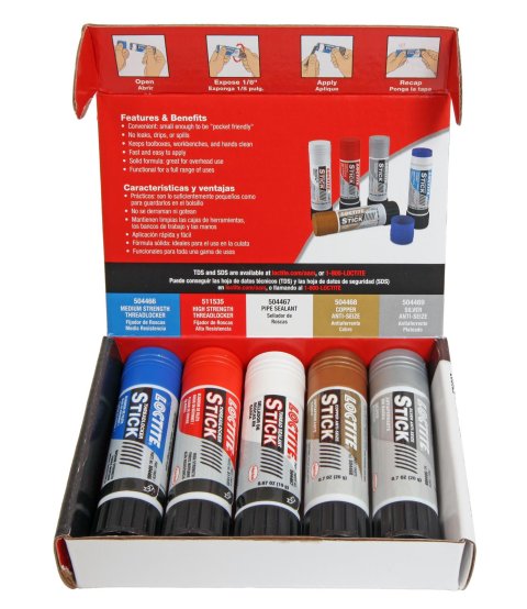 Loctite Thread Treatment Sticks 576507 Sticks, Sealers, Lockers, Assortment, Set of 5