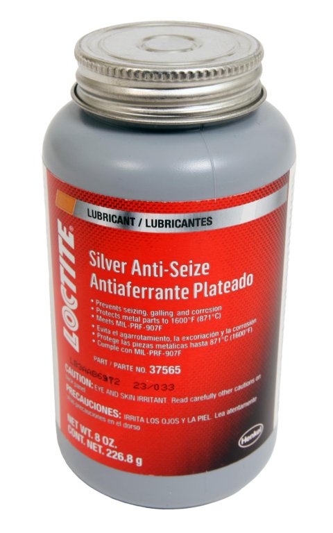 Loctite Silver Anti-Seize Lubricant 501000 Lubricant, Grade, General Purpose, 1,600 degrees F Range, Brush-Top Bottle, 8 oz., Each