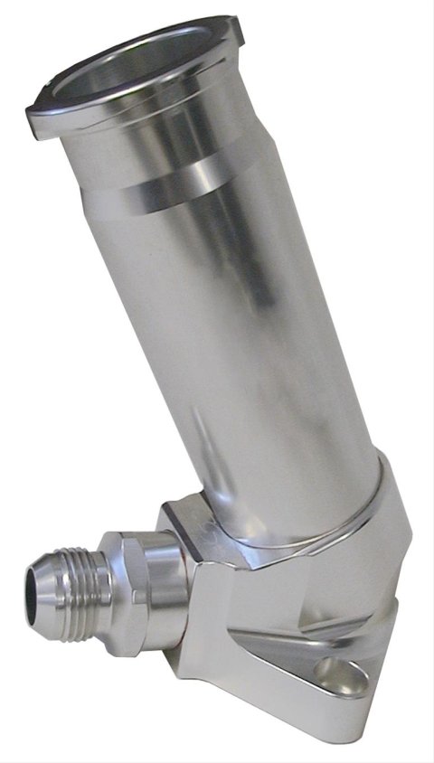 CSR Intake Manifold Water Filler Necks 99163 Neck, Billet Aluminum, Clear Anodized, 90 Degree, Universal, Each