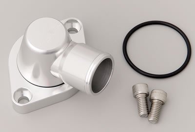 CSR Thermostat Housings 912C Water Neck, Billet Aluminum, Clear Anodized, Swivel, 90 Degree, Chevy, Big/Small Block, Each