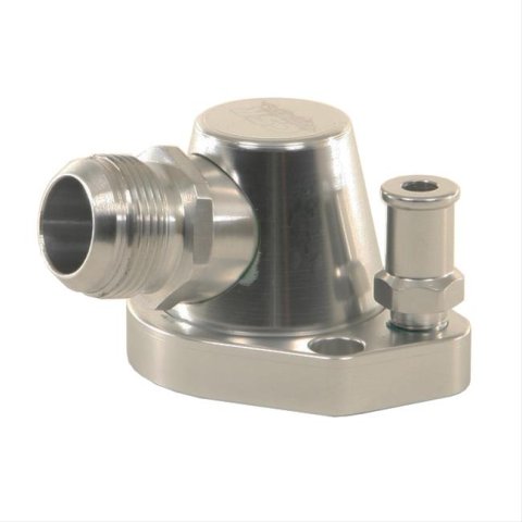 CSR Thermostat Housings 9110AN16C Water Neck, Billet Aluminum, Clear Anodized, Swivel, 90 Degree, Ford, 260-302/351W, Each