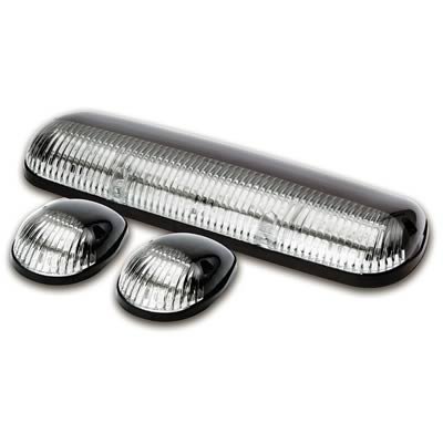 Pacer Performance Hi-Five Cab Lights 20-240C Roof Lights, Chevy/GMC, Clear Lens, Amber Bulbs, Set of 3