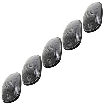 Pacer Performance Hi-Five Cab Lights 20-246C Roof Lights, Dodge, Clear Lens, Amber Bulbs, Set of 5