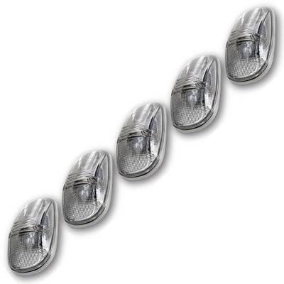 Pacer Performance Hi-Five Cab Lights 20-245C Roof Lights, Dodge, Clear Lens, Amber Bulbs, Set of 5