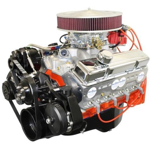 BluePrint Engines GM 400 C.I.D. 508 HP Dressed Long Block Crate BP4002CTC1DK Engine, Block, 4-bolt Mains, 850 cfm Carburetor, Front Accessory Drive System, Chevrolet, 6.6L, Each