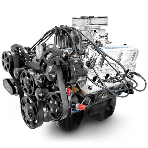 BluePrint Engines Ford 347 C.I.D. 415 HP Dressed Stroker Long Block Crate BP3479RCTCKB New BPE standard bore 342, CARBURETOR, BLACK PULLEY KIT, REAR SUMP, / FT LBS