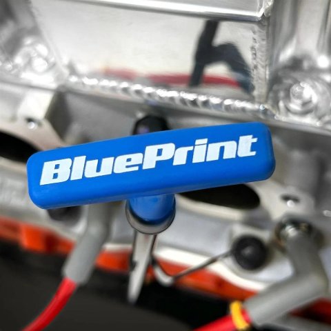 BluePrint Engines Dipstick and Tubes BPP6920 Engine Oil Dipstick, Tube, Steel, Black Tube, Blue Handle, Front Sump, Timing Cover Entry, 5.0L, 302 CID, Windsor, Ford, Each