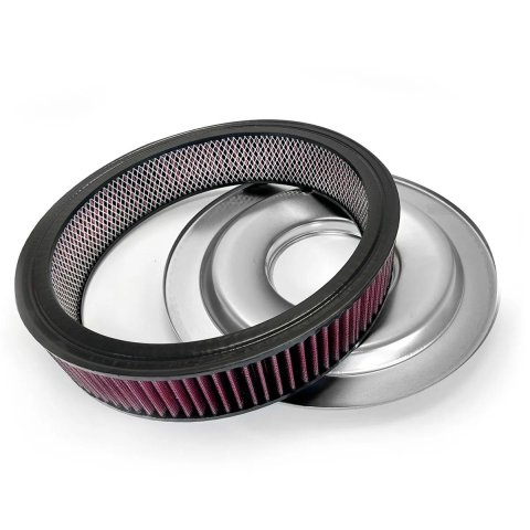 BluePrint Engines Air Cleaners BPP143 Cleaners, Filter Assembly, Round, 14 in. Diameter, Steel, Chrome Finish, Logo, Embossed, Paper Filter, 3 in. Tall, Each