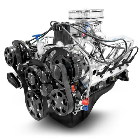BluePrint Engines Ford 347 C.I.D. 415 HP Dressed Stroker Long Block Crate BP3479CTCKB New BPE standard bore 342, CARBURETOR, BLACK PULLEY KIT, FRONT SUMP, / FT LBS