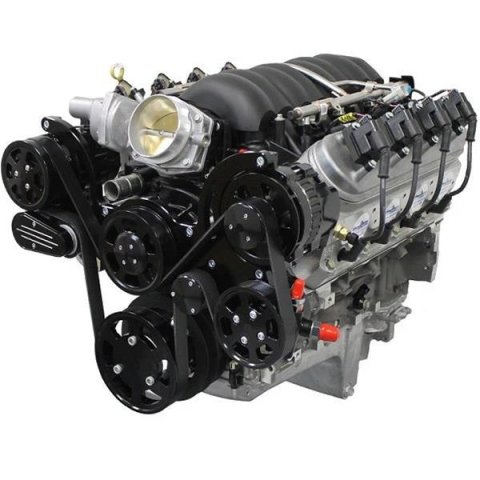 BluePrint Engines Accessory Drive Systems BPPLSFDPSBK Pulley Kit, Serpentine, Aluminum, Black, Type 2, Power Steering Pump, Alternator, Water Pump, Chevrolet, LS, Kit