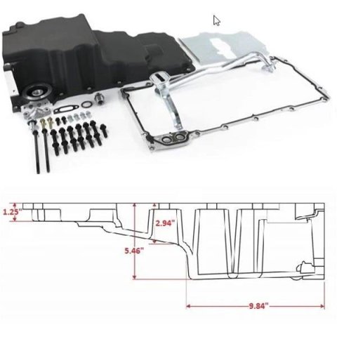 BluePrint Engines Oil Pans BPP81073BK Pan LS Pan Swap Kit, Low Profile Pan Kit for HotRod / Muscle Car Engine Swap, Black