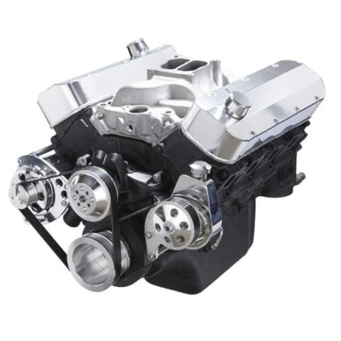 BluePrint Engines Accessory Drive Systems BPP454FDPS3 Pulley Kit, Dual Belt, Serpentine, Aluminum, Polished, Saginaw, Power Steering Pump, Alternator, Water Pump, Chevrolet, Big Block, Kit