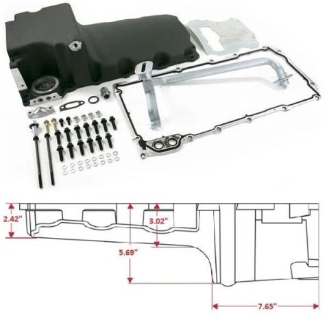 BluePrint Engines Oil Pans BPP81074BK Pan LS Pan Swap Kit, Rear Sump Pan Kit for Muscle Car / Truck Engine Swap, Black