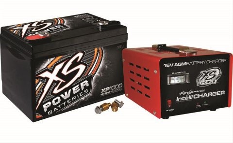 XS Power XP1000 16 V Battery and Charger Combos XP1000CK2 Battery, Starting, AGM Type, V, Top Terminals, Charger, V, 20 amps Rating, Kit