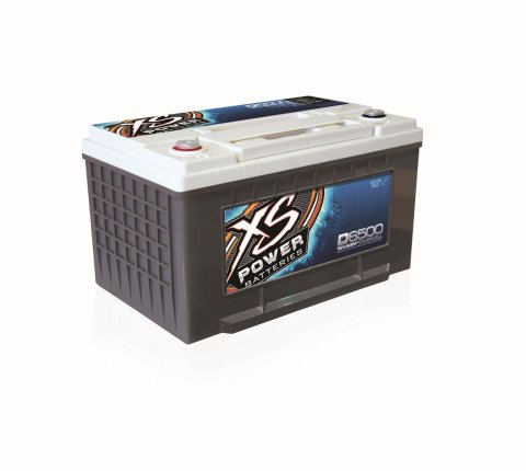 XS Power AGM Batteries D6500 Battery, AGM, Deep Cycle, 12 V, 1,100 Cranking Amps at 32 Degrees F, Top Terminals, Each