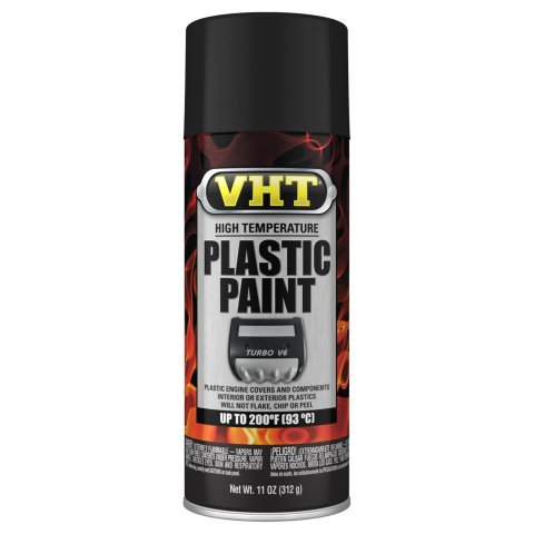 VHT High Temperature Plastic Paint 11 Oz. Matte Black SP820 Paint, Temp Plastic, Acrylic Enamel, Matte, Black, oz., Aerosol Spray Can, Each