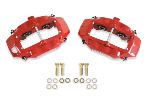 REKUDO JL8 Brake Calipers RK400-13 Calipers, Rekudo JL8, Rear Left and Right, 4 Piston, Forged Aluminum, Red Powdercoated, Chevy, Pontiac, Pair