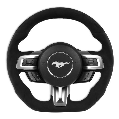 REKUDO Steering Wheels RK950-08 Wheel, Alcantara, 3 Spoke, Flat Bottom, Silver Stitching, Heated, Reuse Airbag and Factory Controls, Black, Ford, Each