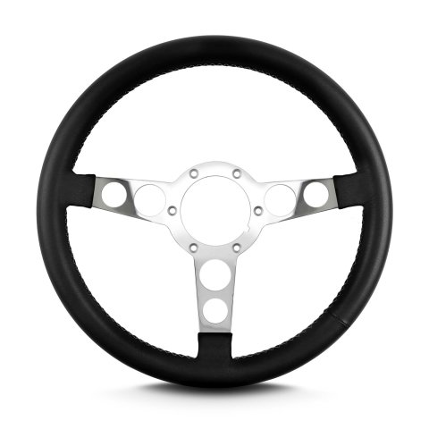 Lecarra Formula Steering Wheels for 1970-1981 FIREBIRD - 61501 Wheel, Formula, Black Leather Grip, Aluminum, Polished, 3-Spoke, 14 in. Diameter, 6-Bolt Mount, Pontiac, Each