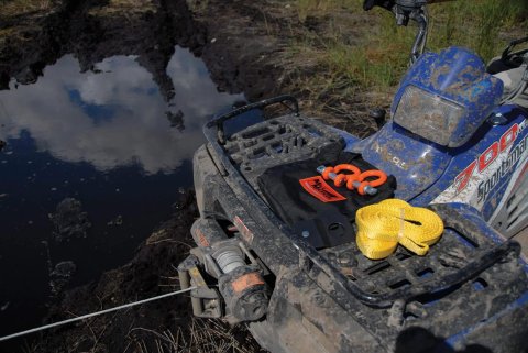 Mile Marker ATV/UTV Recovery Kits 19-00105 Tow Strap, Pulley Block, Two D Shackles, Gloves, Black Bag, Kit